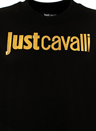 Just Cavalli Bisiklet Yaka Baskılı Siyah Kadın Sweatshırt 74PBIF00