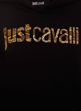 Just Cavalli Kapüşon Yaka Baskılı Siyah Kadın Sweatshırt 75PAIG01