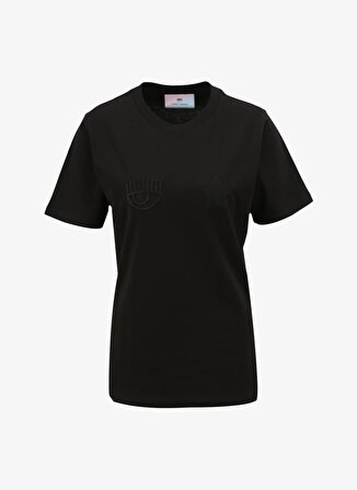 Chiara Ferragni Bisiklet Yaka Baskılı Siyah Kadın T-Shirt 75CBHT09