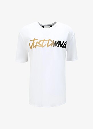 Just Cavalli Bisiklet Yaka Açık Beyaz Erkek T-Shirt 75OAH6R2