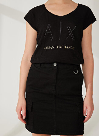 Armani Exchange Baskılı Siyah Kadın T-Shirt 3RYTFF