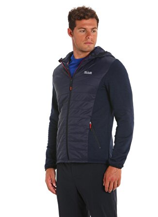 Slam Lacivert Erkek Kapüşonlu Regular Fit Polar Sweatshırt A107003S00_ACT HOOD HYBRID FLEECE