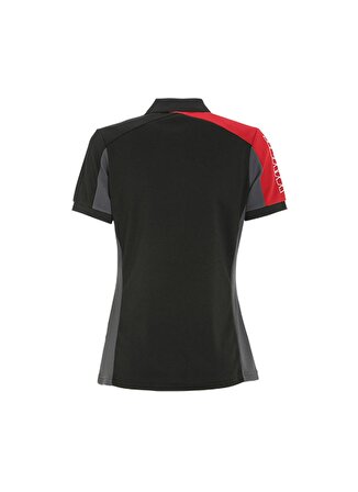 Slam Siyah - Gri - Kırmızı Kadın Polo Yaka Regular Fit T-Shirt A908005S00_ACT WS LOGO TACTEL