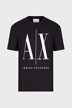 Armani Exchange Bisiklet Yaka Baskılı Siyah Erkek T-Shirt 8NZTPA 1200-BLACK