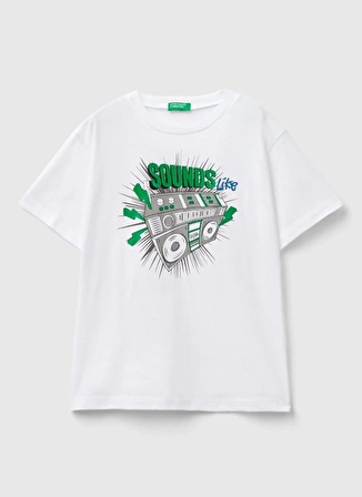 Benetton Beyaz Erkek T-Shirt 3096C10J6