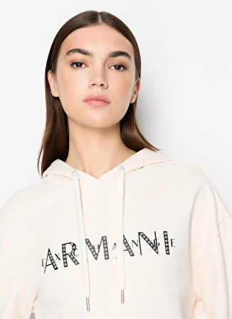 Armani Exchange Kapüşon Yaka Baskılı Ekru Kadın Sweatshırt 6RYM95