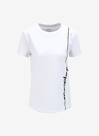 Armani Exchange Beyaz Kadın Bisiklet Yaka Baskılı T-Shirt 6RYT05