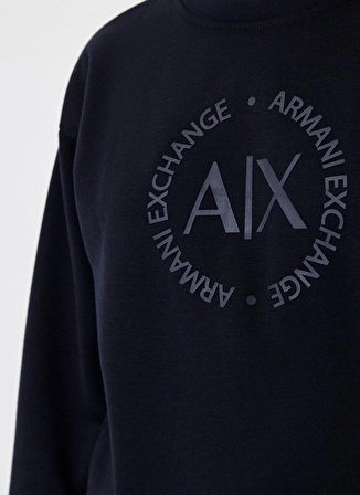 Armani Exchange Bisiklet Yaka Baskılı Lacivert Kadın Sweatshırt 8NYM67