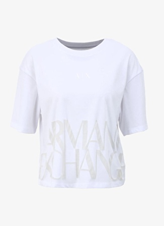 Armani Exchange Bisiklet Yaka Baskılı Beyaz Kadın T-Shirt 3DYT33