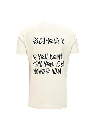 John Richmond Bisiklet Yaka Beyaz Erkek T-Shirt UMA23003TS