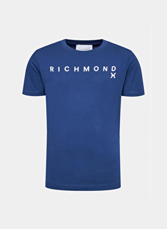 John Richmond Bisiklet Yaka Mavi Erkek T-Shirt UMA23082TS3