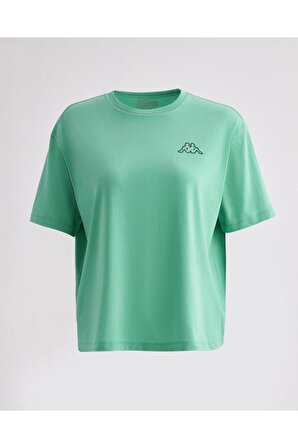 Kappa Logo Palm Beach W Kadın Su Yeşili Oversize Fit Tişört