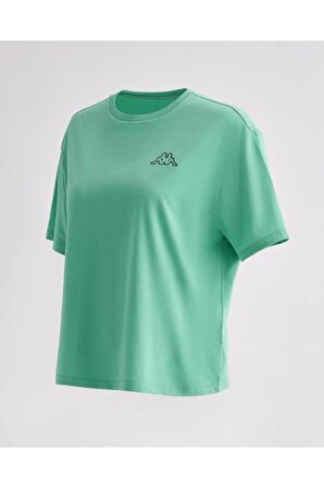 Kappa Logo Palm Beach W Kadın Su Yeşili Oversize Fit Tişört