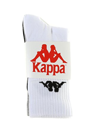 Kappa Siyah - Beyaz - Gri Unisex Çorap 381N1KW AUTHENTIC SALLY TK 3PACK