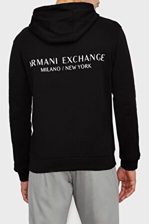 Armani Exchange Kapüşon Yaka Siyah Erkek Sweatshırt 8NZM94 1200-BLACK