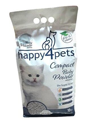 Happy4Pets Topaklaşan Kedi Kumu Baby Powder Kokulu İnce Taneli 10 LT