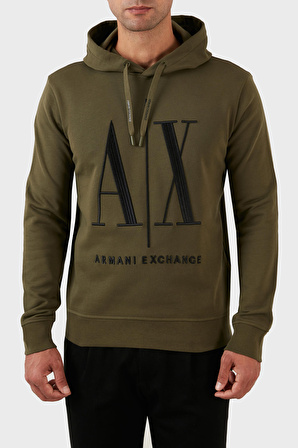 Armani Exchange Kapüşon Yaka Koyu Yeşil Erkek Sweatshırt 8NZMPC 1871-OLIVE NIGHT