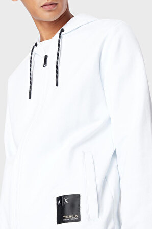 Armani Exchange Kapüşon Yaka Beyaz Erkek Sweatshırt 6LZMAW 1100-WHITE