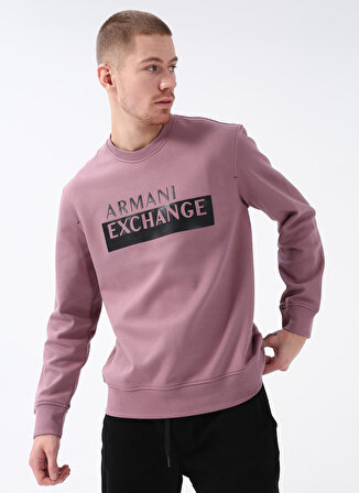 Armani Exchange Bisiklet Yaka Lila Erkek Sweatshırt 6LZMBE 1316-GRAPE SHAKE