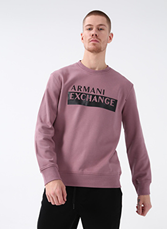 Armani Exchange Bisiklet Yaka Lila Erkek Sweatshırt 6LZMBE 1316-GRAPE SHAKE