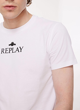 Replay Bisiklet Yaka Düz Beyaz Erkek T-Shirt M6473 001 WHITE