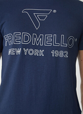 Fred Mello Bisiklet Yaka Mavi Erkek T-Shirt FM23S01TGBLUE