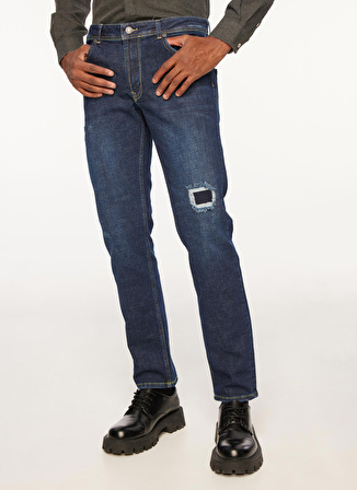 Fred Mello Normal Bel Normal Paça Slim Fit Lacivert Erkek Denim Pantolon FM23W27PD