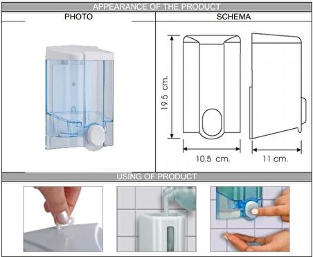 Omnipazar Vialli S4T Sıvı Sabun Dispenseri Aparatı Şeffaf 1000 ml