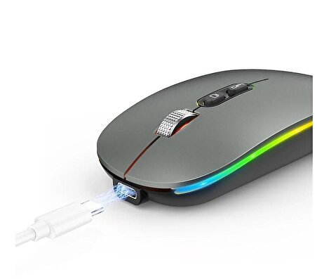 Bluetooth/Kablosuz LED ışıklı Şarj Edilebilir Mouse PC Gaming Kablosuz Macbook iPad laptop  Uyumlu