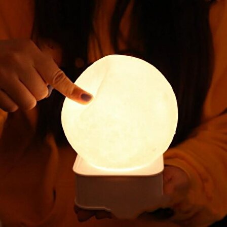3D Ay Lamba Gece Lambası Ses Duyarlı Başucu Lambası Moonlıght