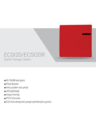EDS ECSI20 Dahili Yangın Sireni 1 LED Gösterge