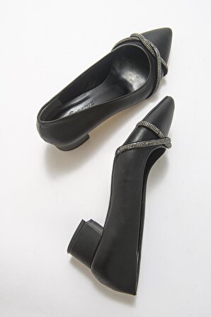 Büyük Numara Bayan Topuklu Klasik Taşlı Günlük Ayakkabı 