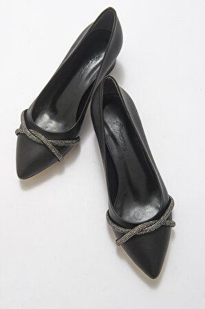 Büyük Numara Bayan Topuklu Klasik Taşlı Günlük Ayakkabı 