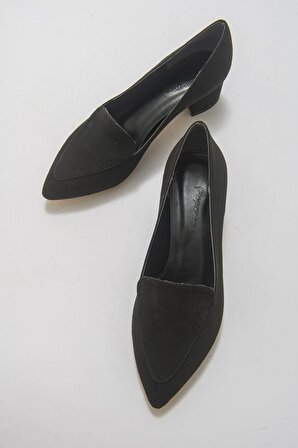Büyük Numara Bayan Topuklu Süet Klasik Günlük Ayakkabı 