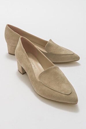 Büyük Numara Bayan Topuklu Süet Klasik Günlük Ayakkabı 