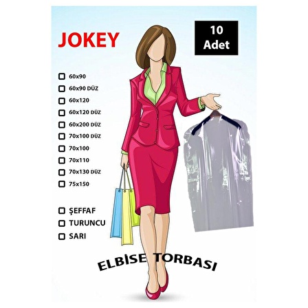 Jokey Kırtasiye Şeffaf Elbise Torbası 60x200cm - 10 Adet