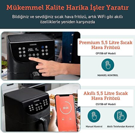 Cosori Akıllı Wifi Sıcak Hava Fritözü 5.5 Lt Air Fryer