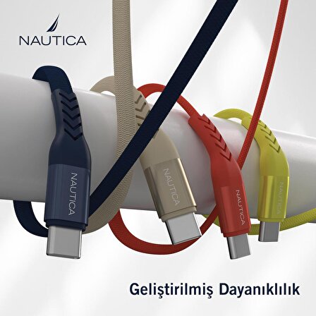 Nautica C30 Type-C to Type-C  65W Hızlı Şarj ve Data Kablosu 1.2M Sarı