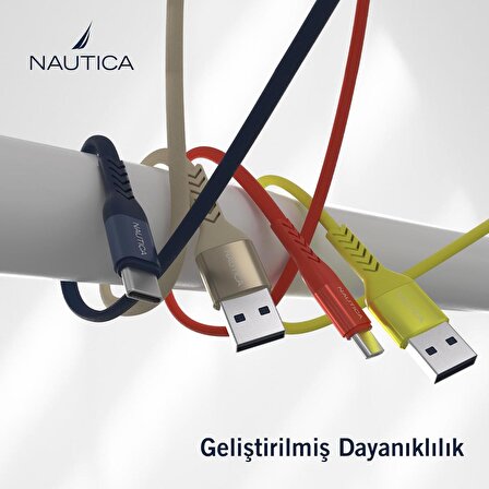 Nautica C20 Type-C to USB-A 22.5W Hızlı Şarj ve Data Kablosu 1.2M Pembe