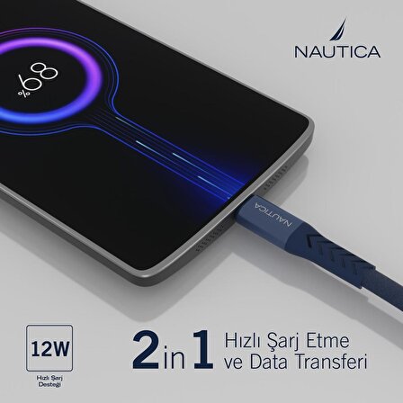 Nautica C40 Lightning to USB-A 12W Hızlı Şarj ve Data Kablosu 2.1M Navy