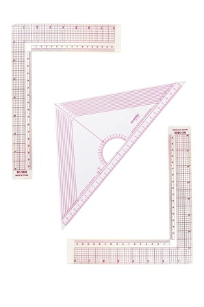 Hodbehod Terzi Modelist Stilist L-Kare Üçgen İnce Plastik Cetvel Seti