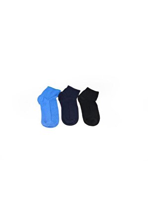 Kadın Patik Çorap Pamuk 3'lü Renk Lacivert-Siyah-Mavi