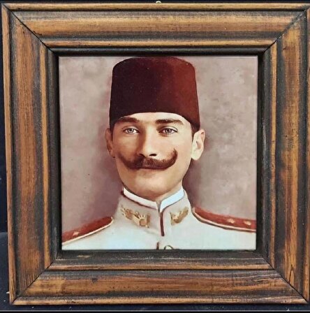 Ahşap Çerçeveli Seramik Atatürk Tablo