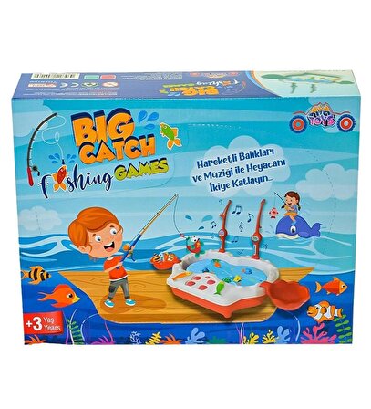 Müzikli, Havuzlu Balık Yakalama Oyunu, 8 Balık ve 2 Oltalı - Big Catch Fishing Game,SOMON