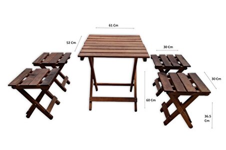 Ahşap Katlanır Piknik Masası Takımı - Ahşap Katlanabilir Masa ve Tabure
