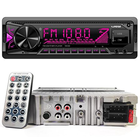 MEGA VM-034 Oto Teyp 4X60 Watt Bluetooth Mobil Aplikasyon 2xUsb Sd Fm Aux Mic