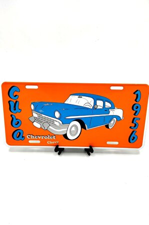 Dekoratif Plaka Cuba Chevrolet Chevy 1956 Turuncu