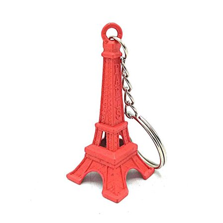 Paris Eyfel Kulesi 3D Metal Anahtarlık Kırmızı