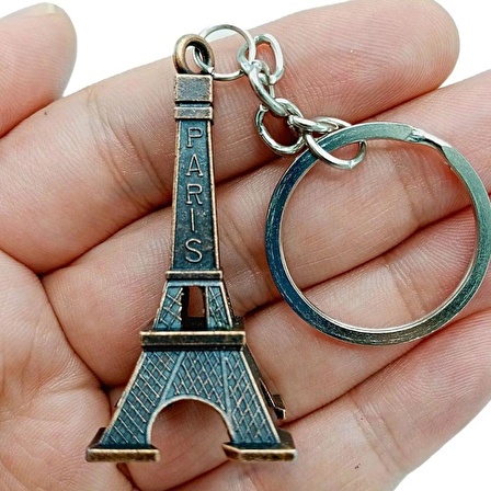 Paris Eyfel Kulesi 3D Metal Anahtarlık Bronz