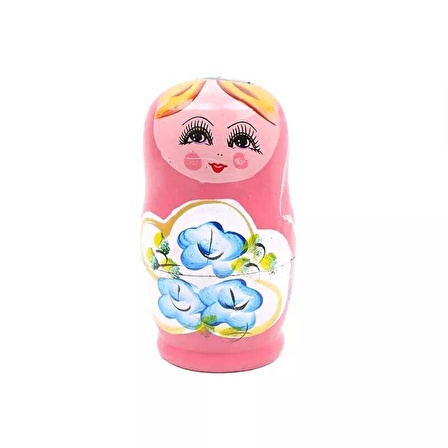 Ahşap Matruşka Bebek Beşli Set Pembe